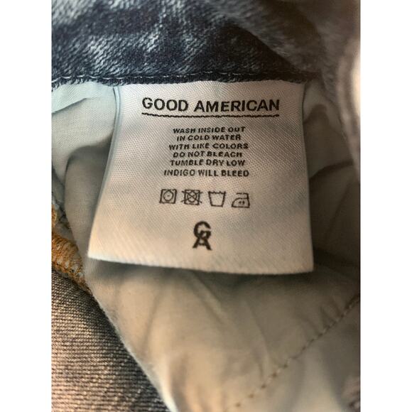 Good American Good Legs Distressed Raw Hem High Rise Skinny Straight Size 2 26 - Picture 11 of 12